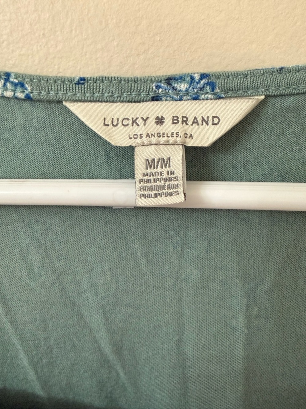 Lucky Brand green and blue floral long sleeve knit shirt size medium - Picture 4 of 7